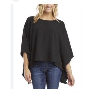 Karen Kane asymmetric flare sleeve Black top Sz L